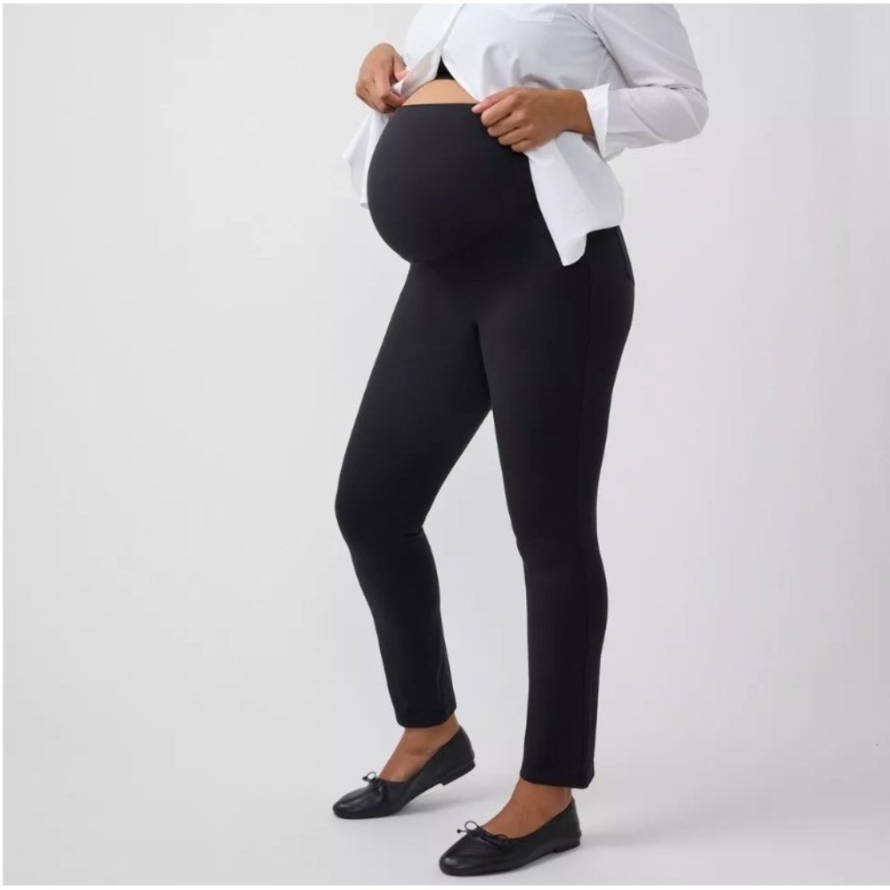 Ingrid & Isabel Black Everyday Maternity Ponte Pants Skinny Leg Crossover Panel